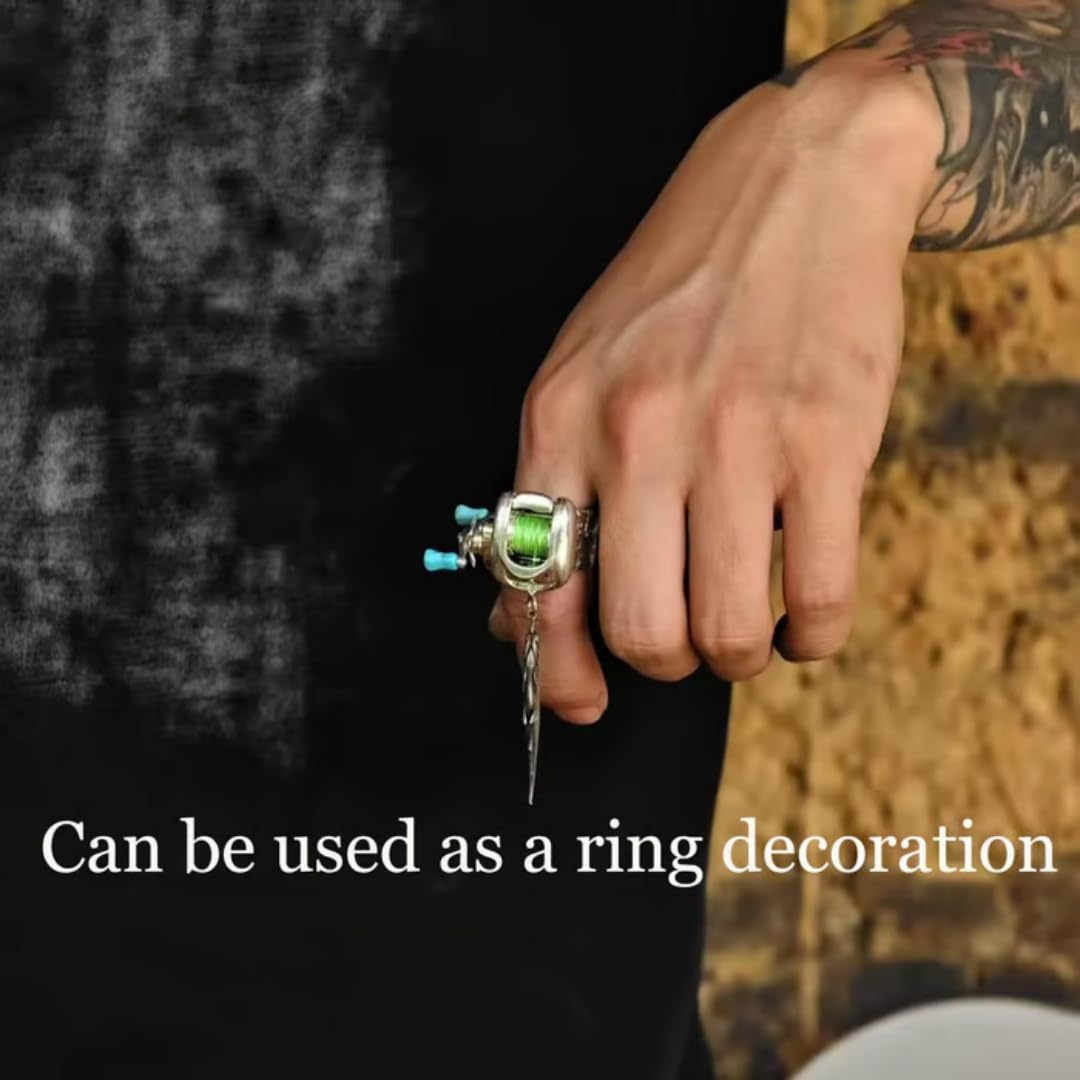 Luxury Fishing Reel Necklace Rotatable Detachable Fishing Reel Ring Exquisite Silver Men Neck Pendant Versatile Jewelry