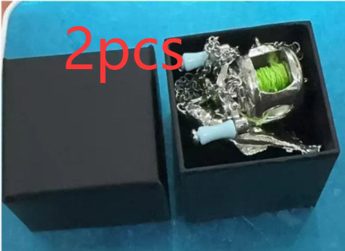 Luxury Fishing Reel Necklace Rotatable Detachable Fishing Reel Ring Exquisite Silver Men Neck Pendant Versatile Jewelry