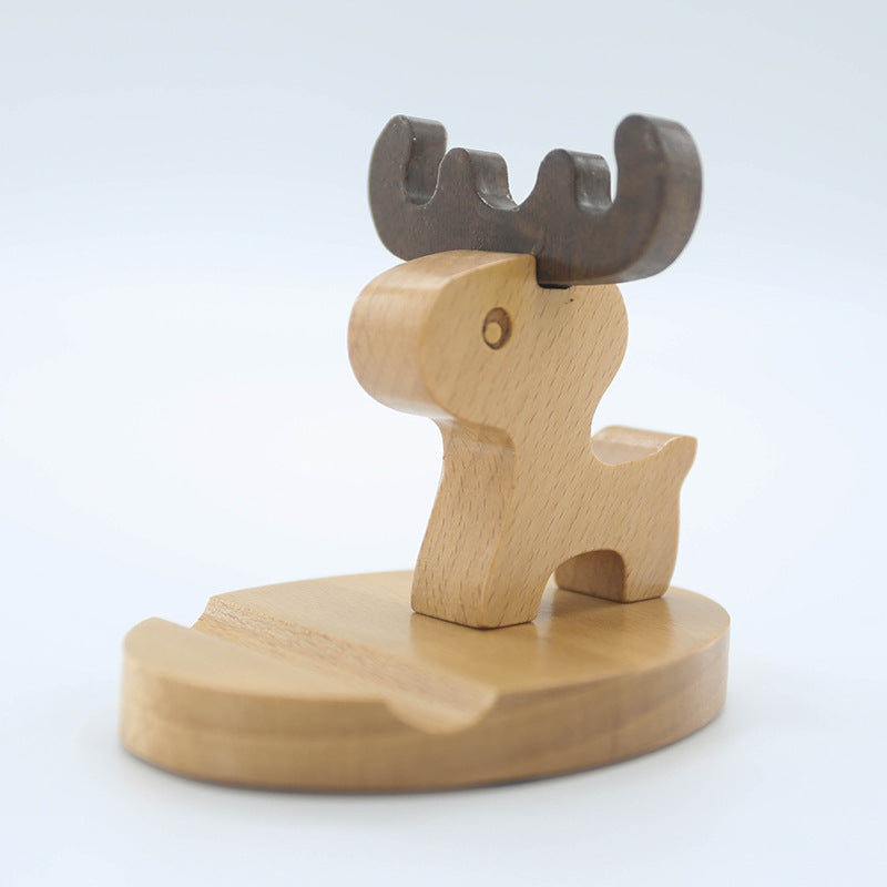 Creative Mobile Phone Toma Back With Coin Beech Wood Lazy Phone Holder Custom Lettering