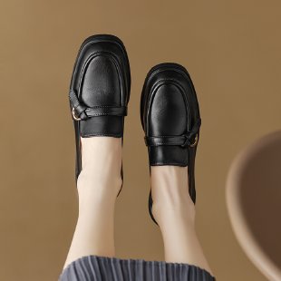Autumn And Winter Round Toe Low Heel Slip-on Casual Women&