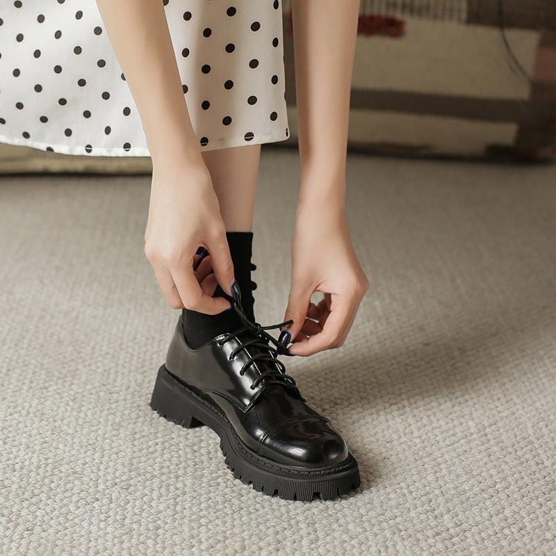 Solid Color Versatile Retro Slip-on Platform Women&