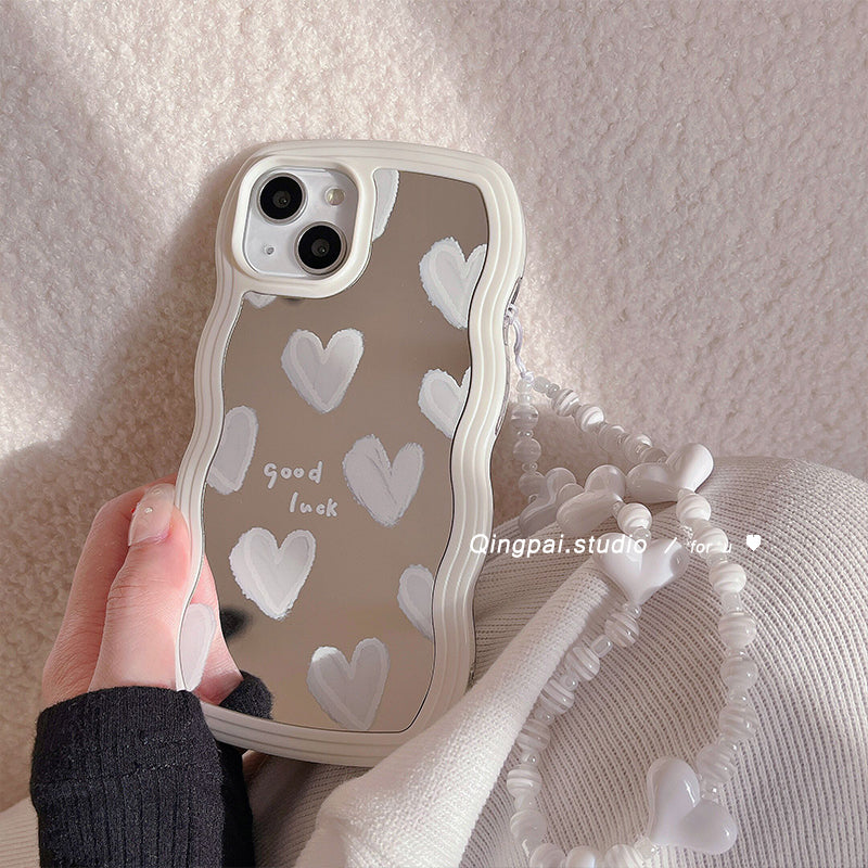 Wavy Edge Mirror Love Suitable For Phone Case Silicone All-pack
