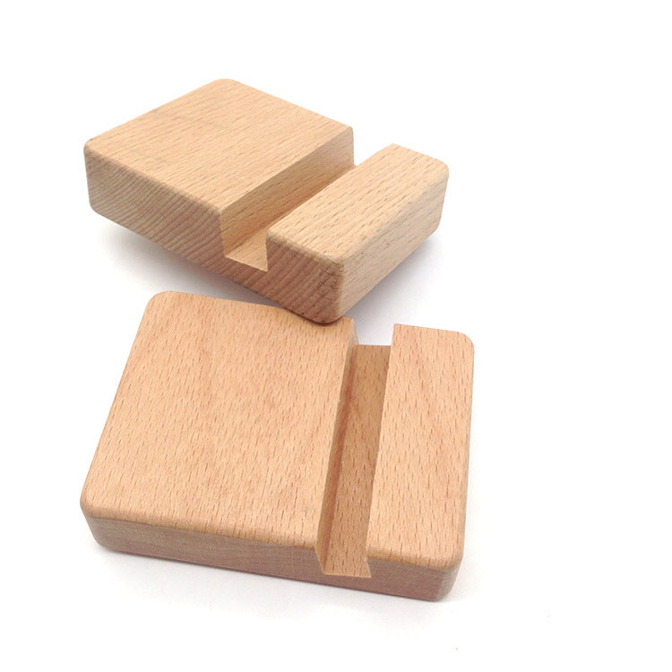 Creative Mobile Phone Toma Back With Coin Beech Wood Lazy Phone Holder Custom Lettering
