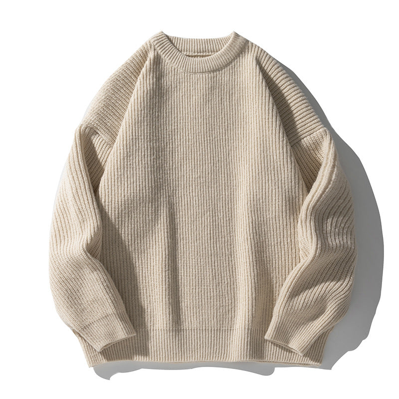 Thickened Chunky-Knit Crew-Neck Sweater For Men
