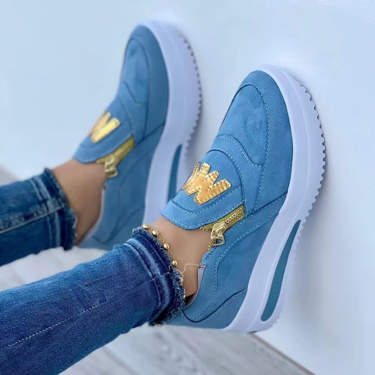 Large Size Sports Shoes Flat Solid Color Women&
