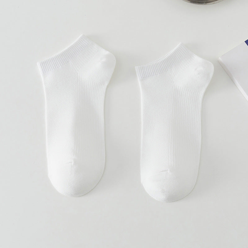 Solid Color Breathable Sweat Absorbing Simple Low-cut Polyester Boat Socks