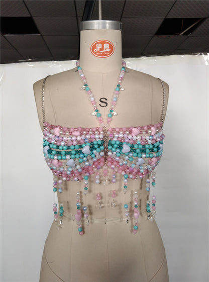 Multi-layer Colorful Bead Choker Versatile Vest Body Chain