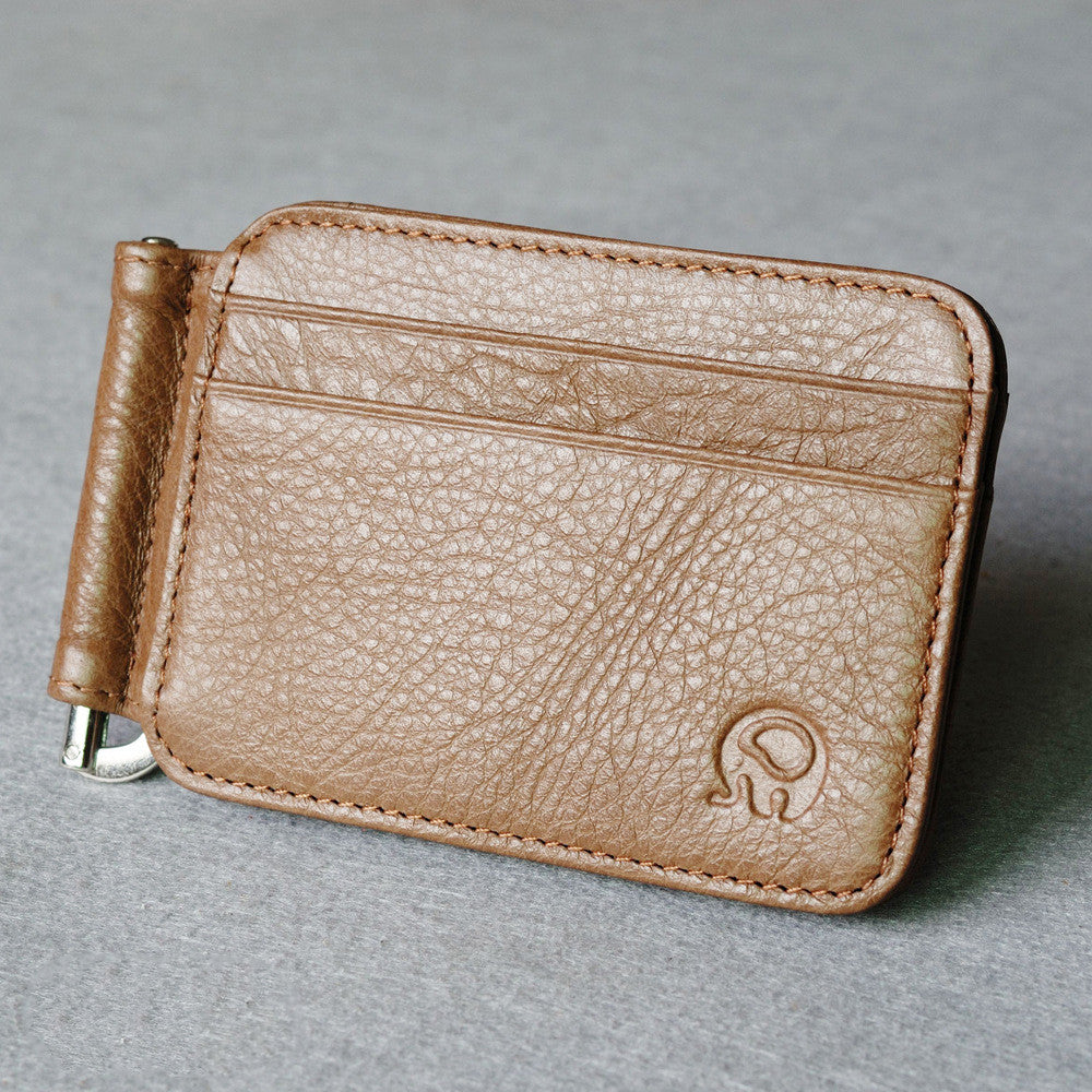 Small Round Elephant Leather Card Holder