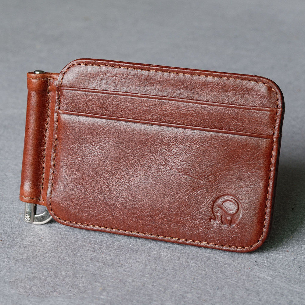 Small Round Elephant Leather Card Holder