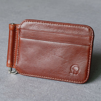 Small Round Elephant Leather Card Holder