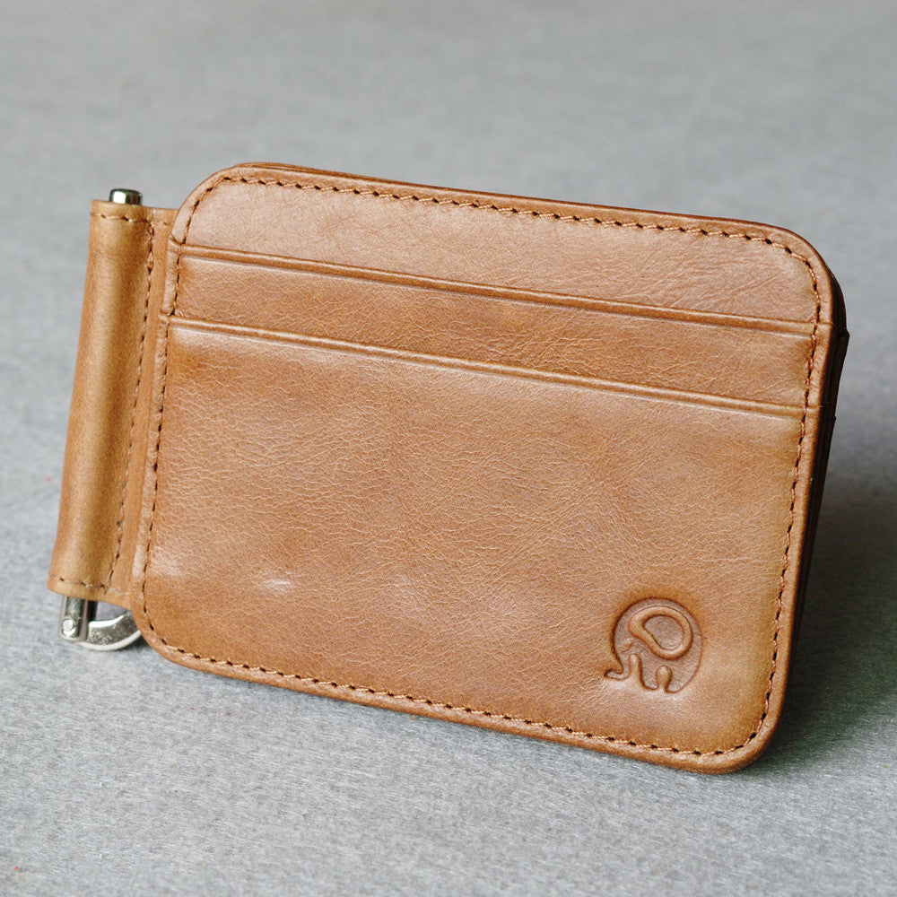 Small Round Elephant Leather Card Holder