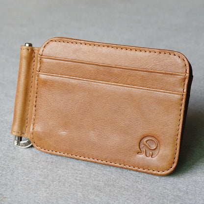 Small Round Elephant Leather Card Holder