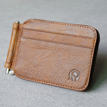 Small Round Elephant Leather Card Holder