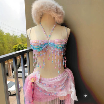 Multi-layer Colorful Bead Choker Versatile Vest Body Chain