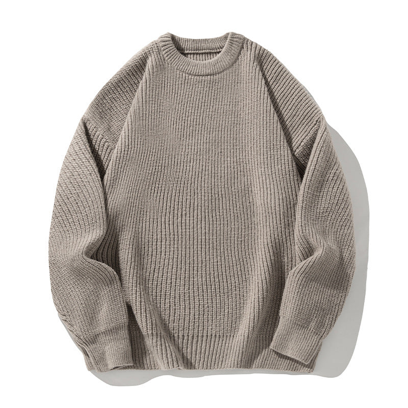 Thickened Chunky-Knit Crew-Neck Sweater For Men