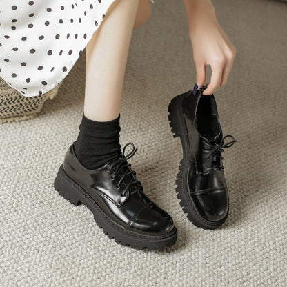 Solid Color Versatile Retro Slip-on Platform Women&
