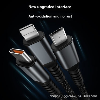 Mobile Phone Data Cable One-to-three Digital Display With Light Three-in-one Fast Charge Car Charging Cable