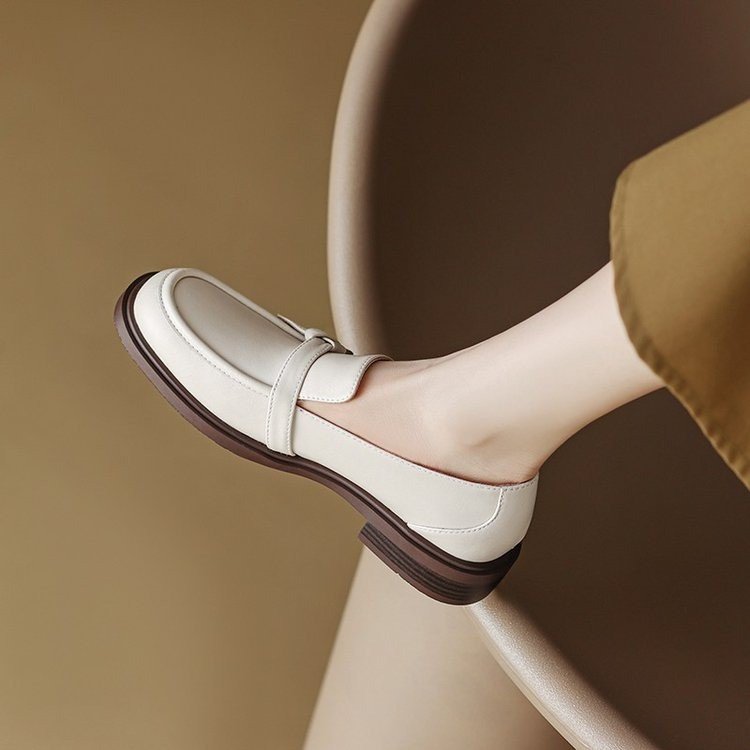 Autumn And Winter Round Toe Low Heel Slip-on Casual Women&