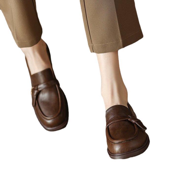 Autumn And Winter Round Toe Low Heel Slip-on Casual Women&