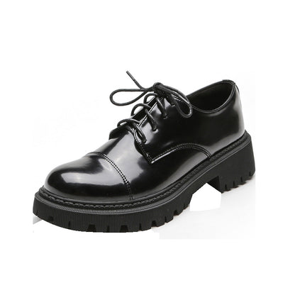 Solid Color Versatile Retro Slip-on Platform Women&