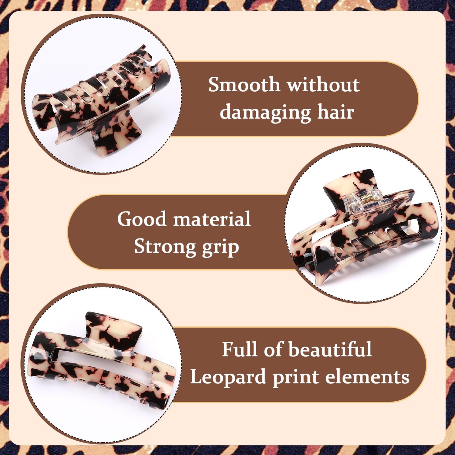 4Pcs Tortoise Hair Claw Clips, Acetate Hair Claw Clip Acrylic French Hair Banana Barrettes Jaw Clips, Stylish Hair Accessories For Women 3.15 Inch Fashion Strong Hold For Thick Thin Hair,442-9838-G14