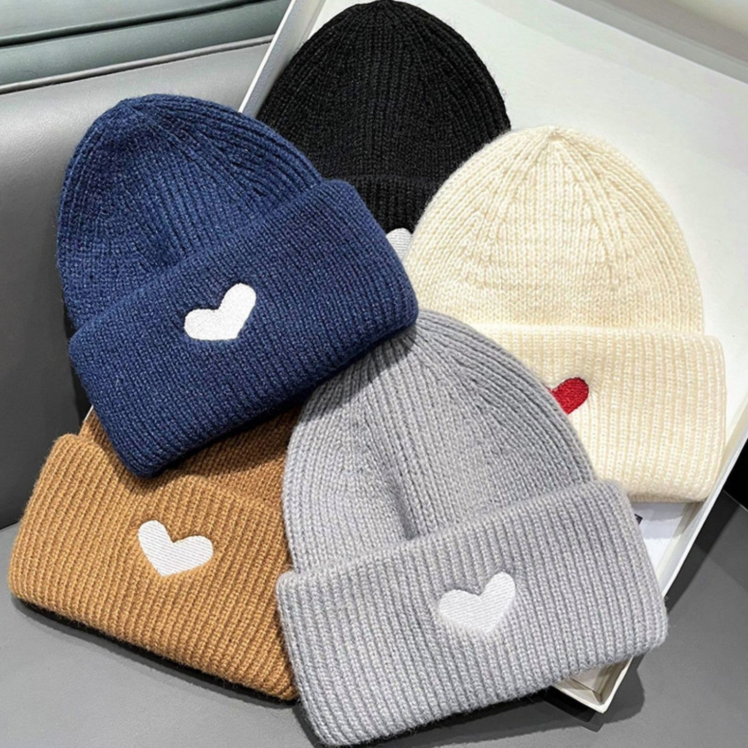 Sweet Loving Heart Embroidery Woolen Cap Children