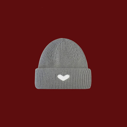Sweet Loving Heart Embroidery Woolen Cap Children