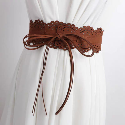 Fashionable All-Match Lace Fringe Strap Wide Waist Cincher
