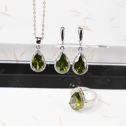 Drop-shaped Zircon Non-fading Ornament Three-piece Set