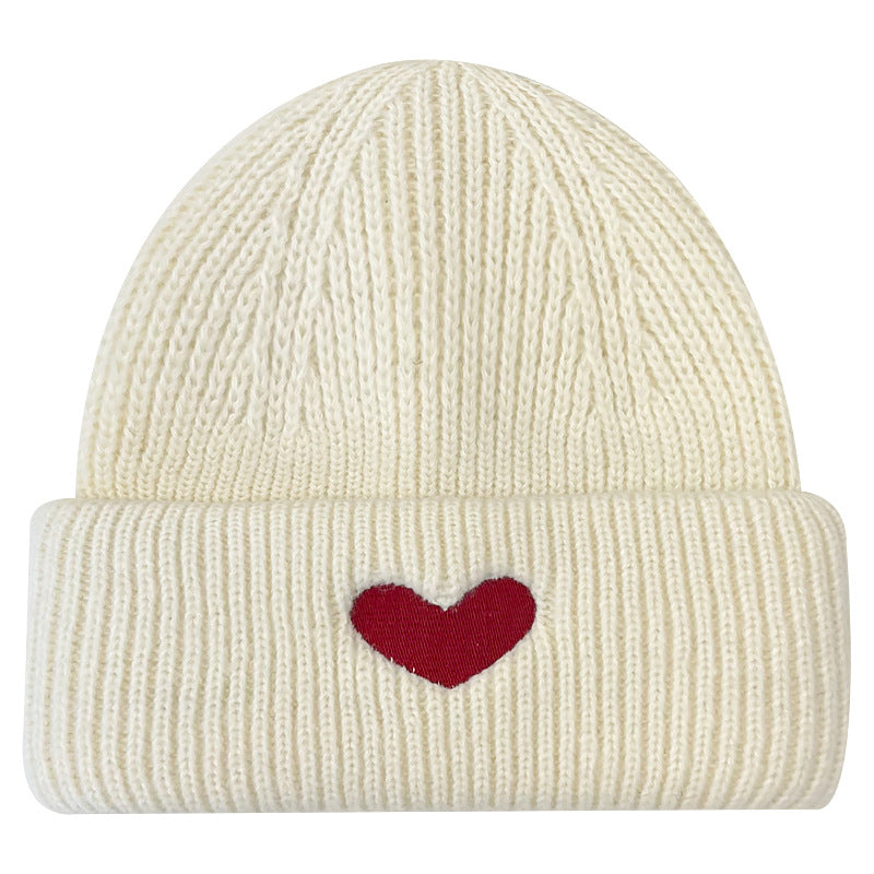 Sweet Loving Heart Embroidery Woolen Cap Children