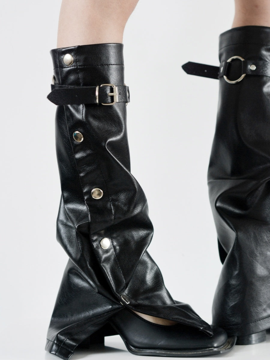 Y2K Millennium Style Personalized Leather Dark Leg Warmers