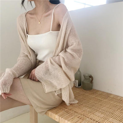 Retro Casual Thin Long-Sleeve Knitted Cardigan