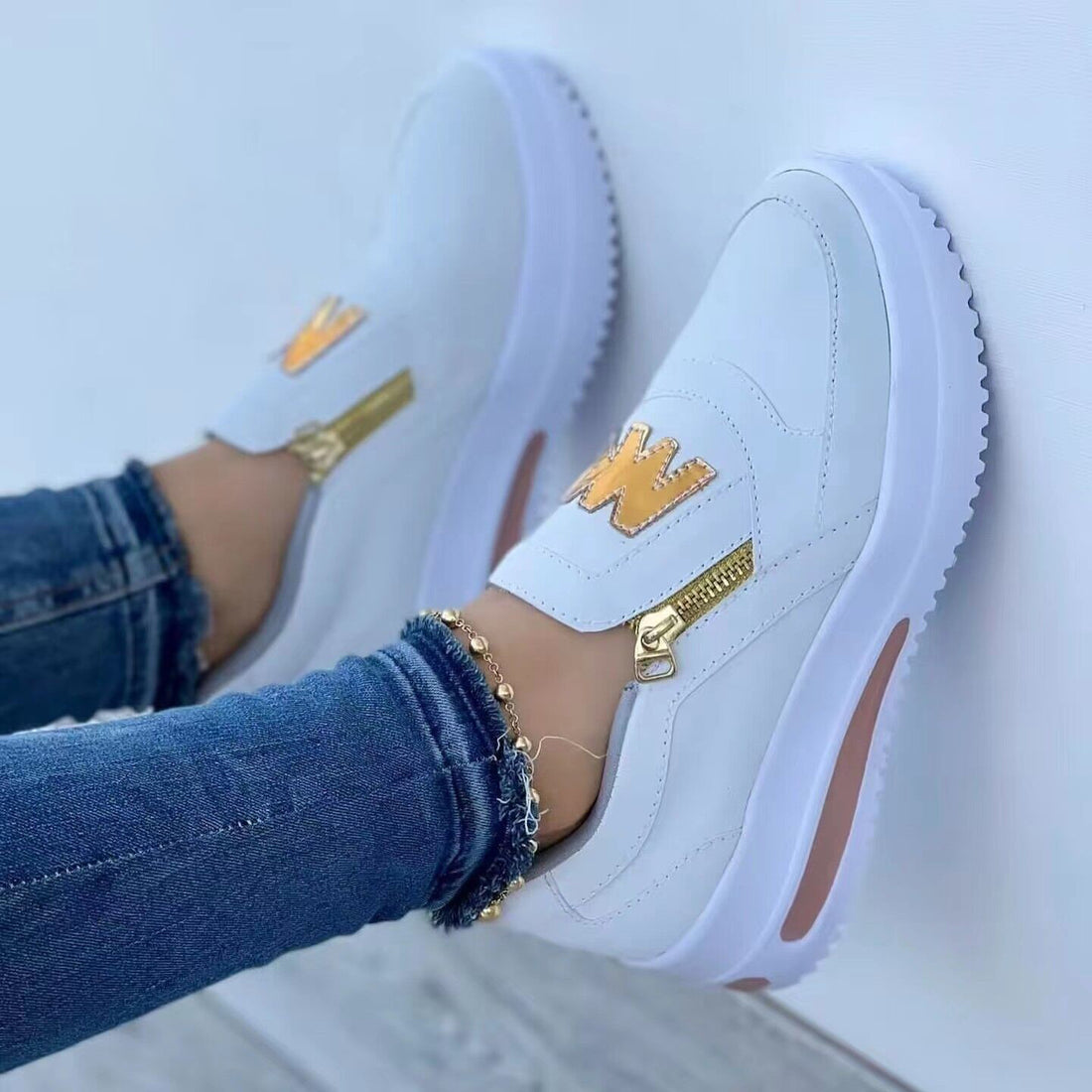 Large Size Sports Shoes Flat Solid Color Women&