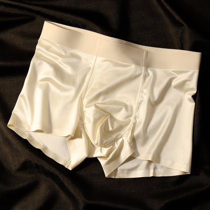 Comfortable And Healthy 10A Antibacterial Mulberry Silk Crotch High-Elastic Seamless Waistband Boxer Briefs