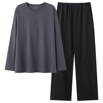 Mens 100 Cotton Pajama Set With Long-sleeve Top And Long Pants
