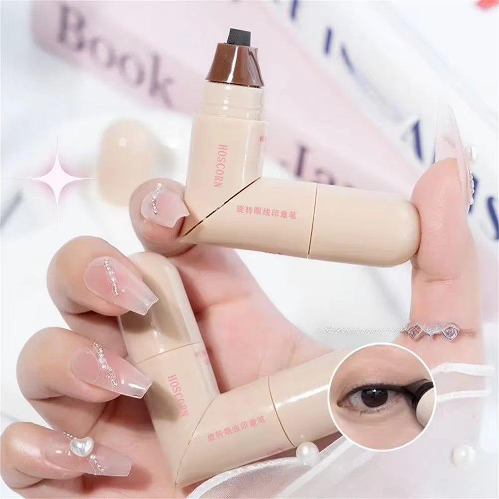 Waterproof Double-Wing Integrated Eyeliner Stamp - Sweat Proof &amp; Long Lasting Easy to Use for Beginners Lazy Makeup Stencil