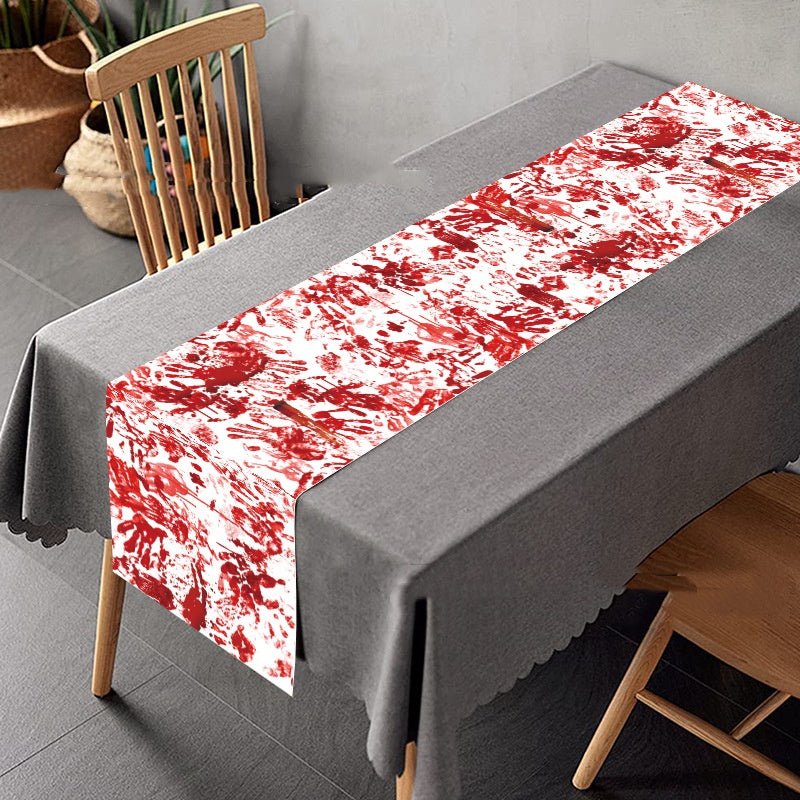 Horror Happy Halloween Tablecloth Bloody Handprint Table Cover Festival Halloween Party  Tablecloth Decoration Supplies