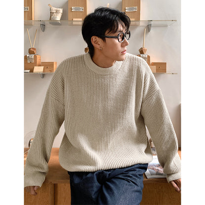 Thickened Chunky-Knit Crew-Neck Sweater For Men