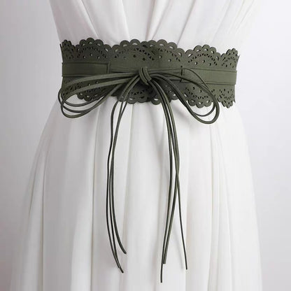 Fashionable All-Match Lace Fringe Strap Wide Waist Cincher