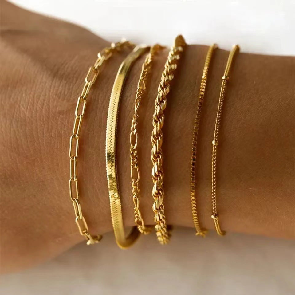 Stainless Steel 5-piece Set Simple Bracelet Does Not Fade