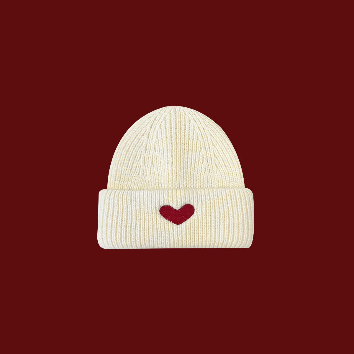 Sweet Loving Heart Embroidery Woolen Cap Children