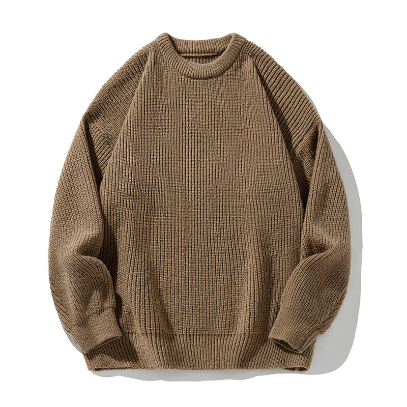 Thickened Chunky-Knit Crew-Neck Sweater For Men