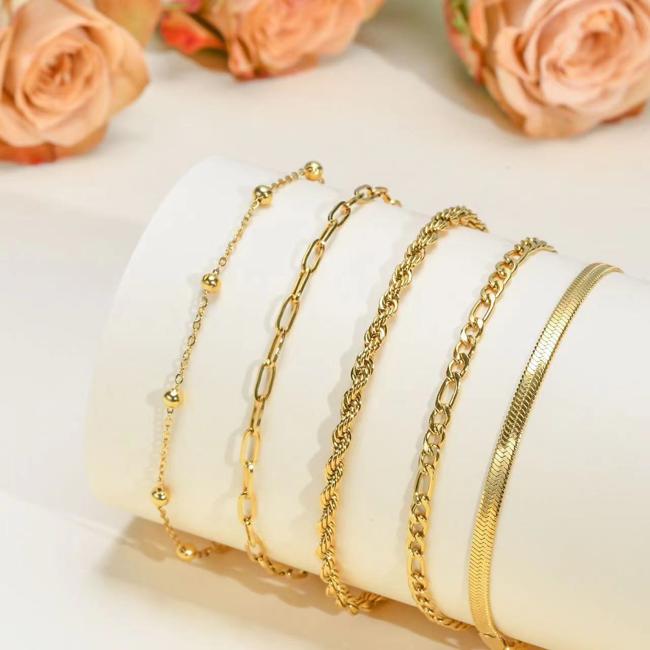 Stainless Steel 5-piece Set Simple Bracelet Does Not Fade