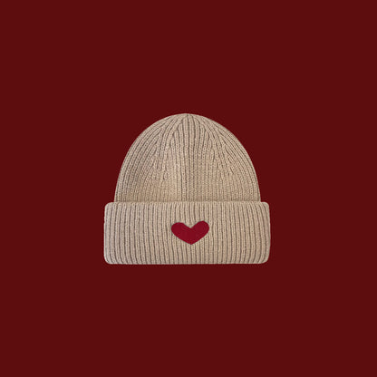 Sweet Loving Heart Embroidery Woolen Cap Children