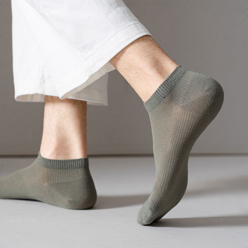 Solid Color Breathable Sweat Absorbing Simple Low-cut Polyester Boat Socks