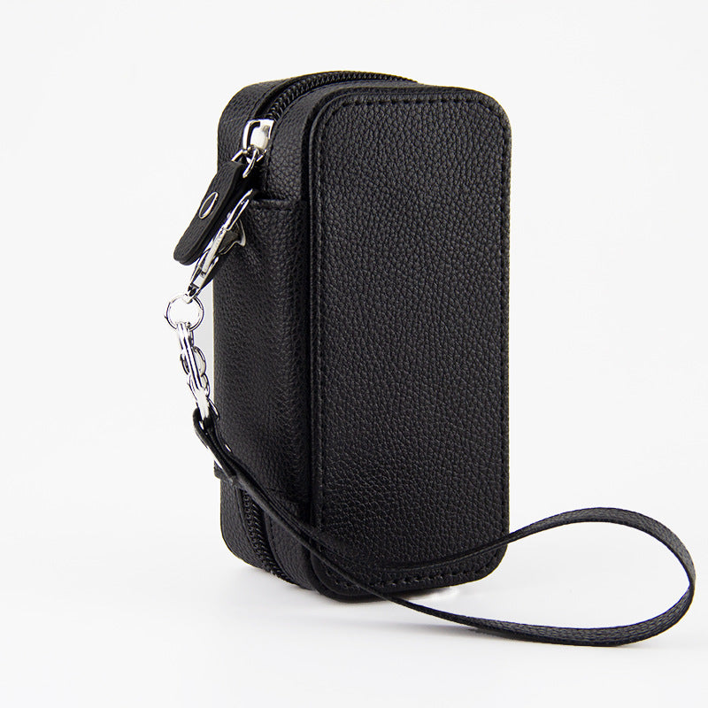 Storage Bag With Lychee Pattern Leather Cover