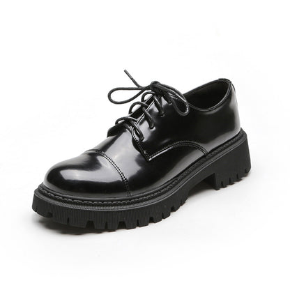 Solid Color Versatile Retro Slip-on Platform Women&