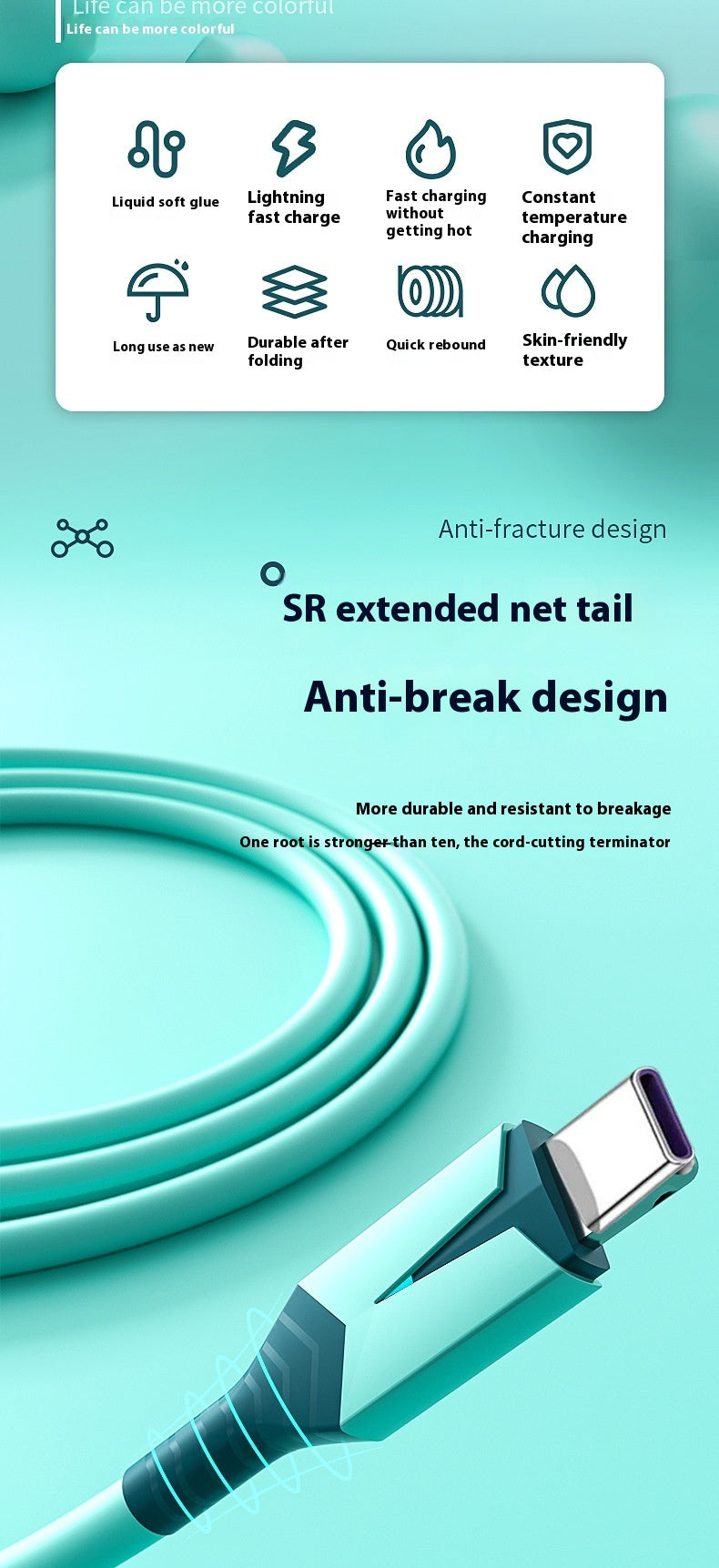 Liquid Flexible Glue With Light Mobile Phone Charging Fast Charge Data Cable