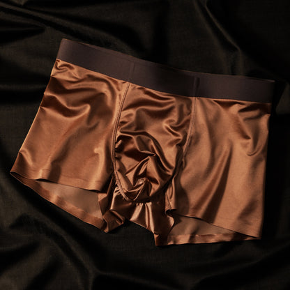 Comfortable And Healthy 10A Antibacterial Mulberry Silk Crotch High-Elastic Seamless Waistband Boxer Briefs