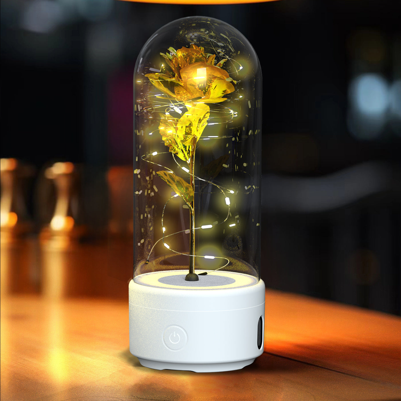 Creative 2 In 1 Rose Flowers LED Light And Bluetooth-compatible Speaker Valentine&